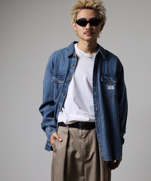 GUESS JEANS(ゲスジーンズ)の「GUESS JEANS GJ REGULAR LS DENIM SHIRT ゲス 長袖デニムシャツ(シャツ/ブラウス・メンズ・ライトインディゴブルー・M/S/XL/L)」の12枚目の写真