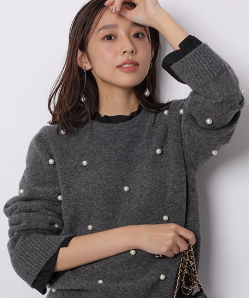 JUSGLITTY（ジャスグリッティー）の「パール刺繍プルオーバー（ニット