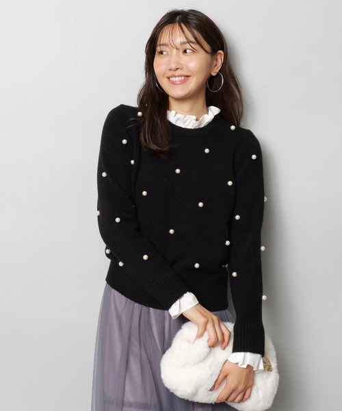 JUSGLITTY（ジャスグリッティー）の「パール刺繍プルオーバー（ニット