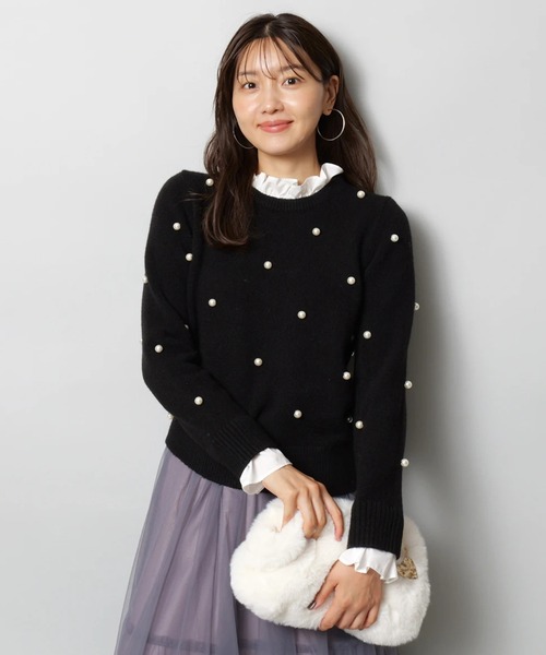JUSGLITTY（ジャスグリッティー）の「パール刺繍プルオーバー（ニット