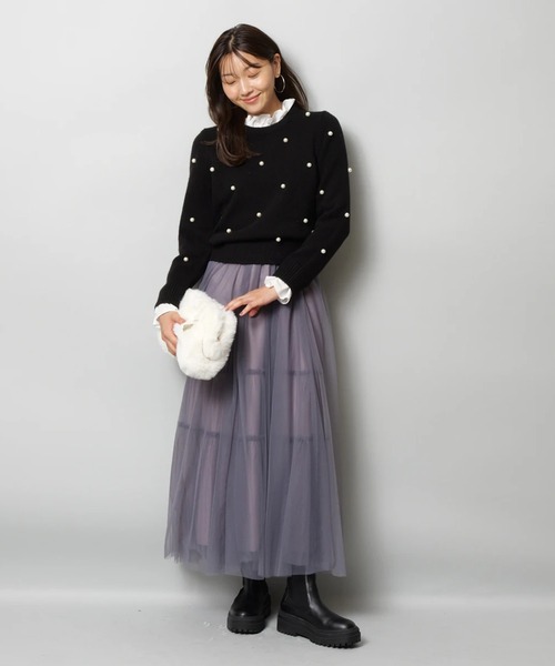 JUSGLITTY（ジャスグリッティー）の「パール刺繍プルオーバー（ニット