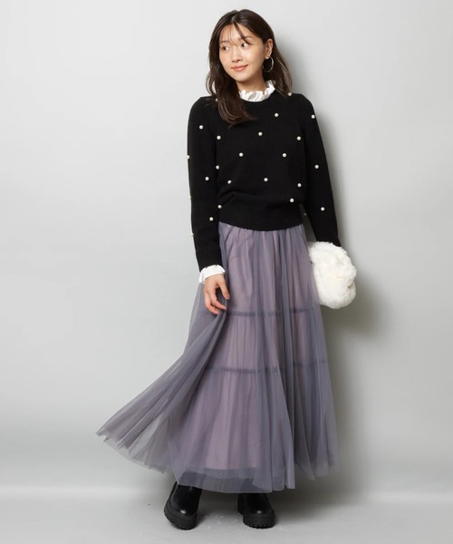 JUSGLITTY（ジャスグリッティー）の「パール刺繍プルオーバー（ニット