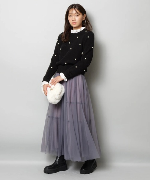 JUSGLITTY（ジャスグリッティー）の「パール刺繍プルオーバー（ニット