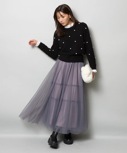 JUSGLITTY（ジャスグリッティー）の「パール刺繍プルオーバー（ニット