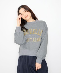 Idnes 箔プリント 裏起毛ロゴスウェット