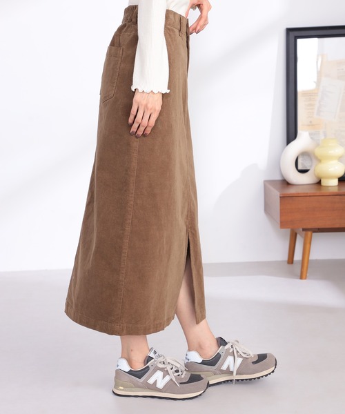 GALLORIA（ギャローリア）の「コーデュロイＡラインスカート（スカート・レディース・ベージュ/ブラウン・M/LL/L/S）」の3枚目の写真