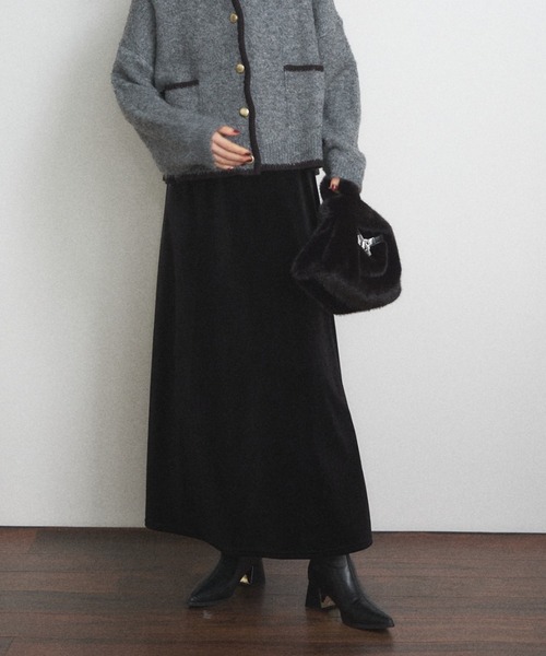Shelly island（シェリーアイランド）の「ベロアスカート（スカート・レディース・ブラック/ブラウン・FREE）」の3枚目の写真