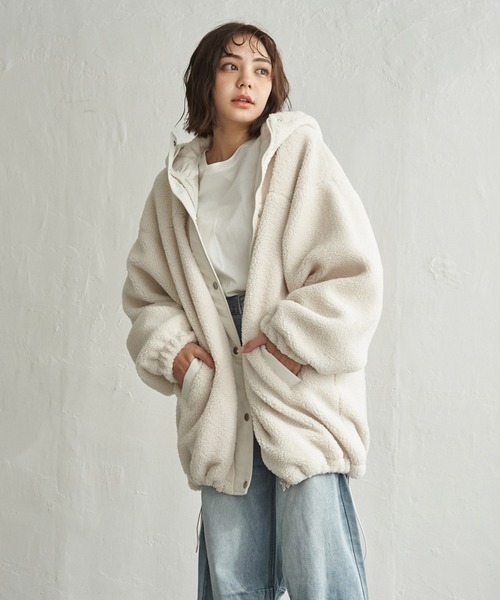 notch.（ノッチ）の「ボアビッグフードブルゾン（ブルゾン・レディース・モカ/ブラック/オフホワイト・M）」の22枚目の写真