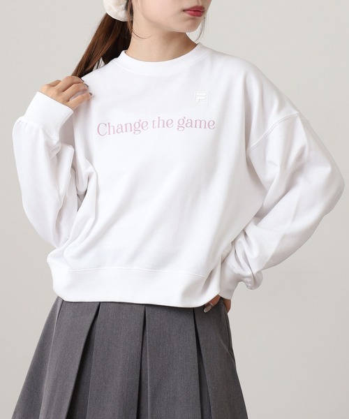 FILA(フィラ)の「FILA CREW SWEAT フィラ クルーネック プリント 長袖トレーナー スウェット(スウェット・レディース・ネイビー/パープル/ホワイト・L/XL/M)」の4枚目の写真