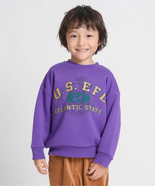 F.O.KIDS（エフオーキッズ）の「【ジュニア対応】カラバリグラフィックトレーナー（スウェット・キッズ・ブラウン/レインボー/レッド/ネイビー/パープル/イエロー/オフホワイト/ターコイズブルー/ブラック/カーキ・80/90/100/110/120/130/140）」の7枚目の写真