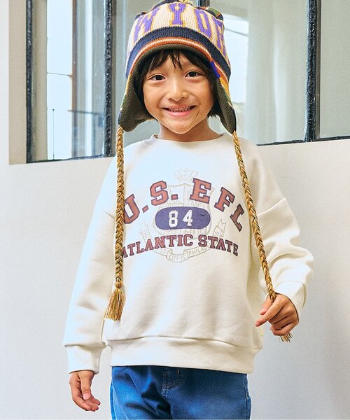 F.O.KIDS（エフオーキッズ）の「【ジュニア対応】カラバリグラフィックトレーナー（スウェット・キッズ・ブラウン/レインボー/レッド/ネイビー/パープル/イエロー/オフホワイト/ターコイズブルー/ブラック/カーキ・80/90/100/110/120/130/140）」の2枚目の写真