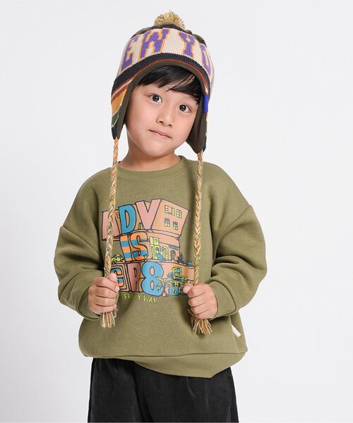 F.O.KIDS（エフオーキッズ）の「【ジュニア対応】カラバリグラフィックトレーナー（スウェット・キッズ・ブラウン/レインボー/レッド/ネイビー/パープル/イエロー/オフホワイト/ターコイズブルー/ブラック/カーキ・80/90/100/110/120/130/140）」の4枚目の写真