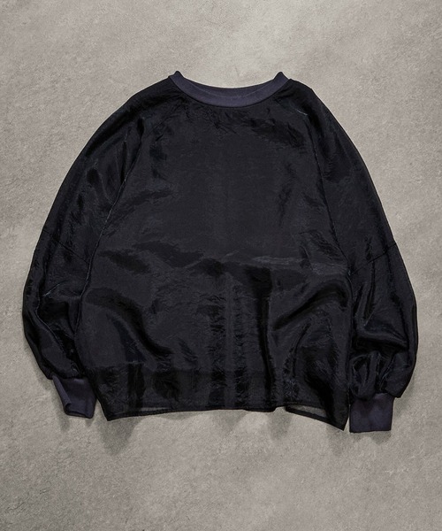 ROSE BUD(ローズバッド)の「SHEER PANEL SWEAT SHIRT(スウェット・レディース・ブルー/ネイビー/ホワイト・ONE SIZE)」の3枚目の写真