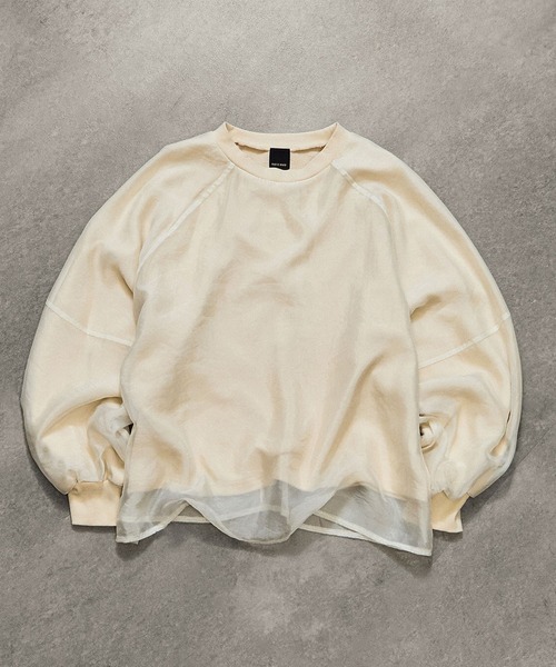 ROSE BUD(ローズバッド)の「SHEER PANEL SWEAT SHIRT(スウェット・レディース・ブルー/ネイビー/ホワイト・ONE SIZE)」の2枚目の写真