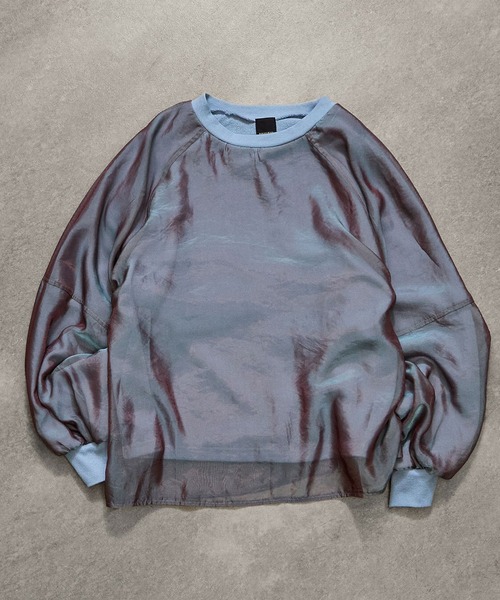 ROSE BUD(ローズバッド)の「SHEER PANEL SWEAT SHIRT(スウェット・レディース・ブルー/ネイビー/ホワイト・ONE SIZE)」の1枚目の写真