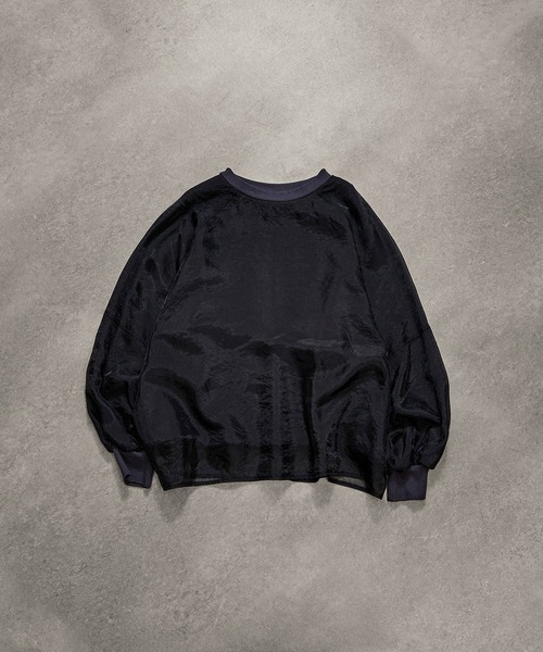 ROSE BUD(ローズバッド)の「SHEER PANEL SWEAT SHIRT(スウェット・レディース・ブルー/ネイビー/ホワイト・ONE SIZE)」の6枚目の写真