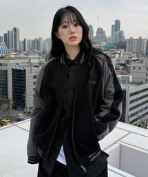 1993STUDIO（1993スタジオ）の「スウェット配色バスティジャケット_ブラック（スタジャン）」