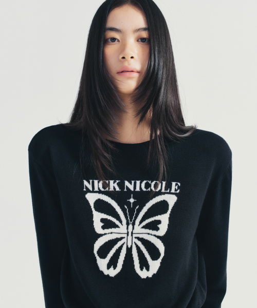 NICK&NICOLE(ニックアンドニコール)の「BOLD BUTTERFLY JAQUARD KNIT_BLACK(ニット/セーター・レディース・その他・FREE)」の1枚目の写真
