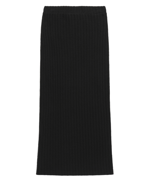 Canvas Banding Slim Knit Skirt_Black