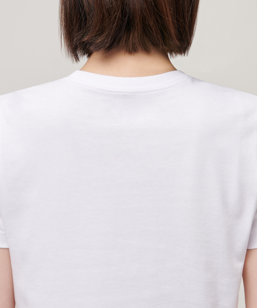 MUSINSA STANDARD WOMAN（ムシンサスタンダードウーマン）の「[クールタンダード] ウィメンズ クルーネック クロップTシャツ [ホワイト]（Tシャツ/カットソー・レディース・その他・SMALL/MEDIUM/LARGE/X-LARGE/X-SMALL）」の5枚目の写真