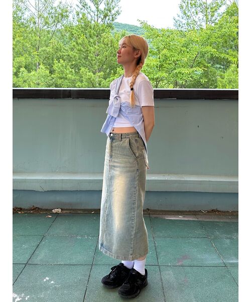 MUSINSA STANDARD WOMAN（ムシンサスタンダードウーマン）の「[クールタンダード] ウィメンズ クルーネック クロップTシャツ [ホワイト]（Tシャツ/カットソー・レディース・その他・SMALL/MEDIUM/LARGE/X-LARGE/X-SMALL）」の10枚目の写真