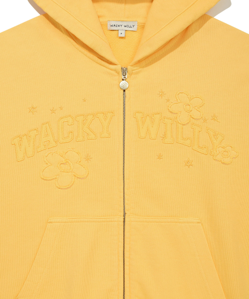 Wacky WiLLy(ワッキーウィリー)の「ウィメンズピグメントウォッシングアプリケフードジップアップイエロー(パーカー・レディース・その他・FREE)」の5枚目の写真