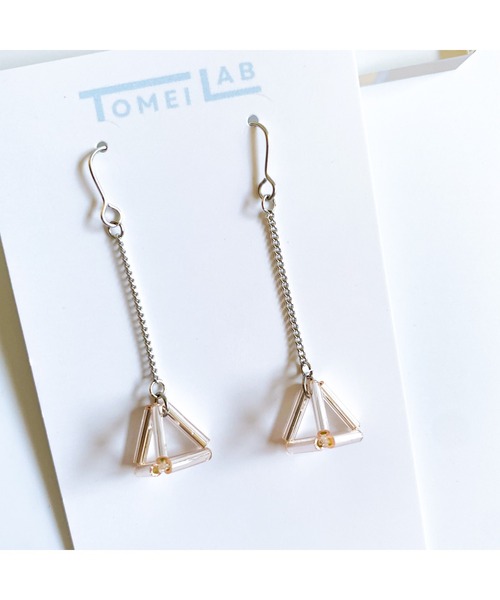 tone(トーン)の「【TOMEI LAB】ヒンメリ風 正四面体 揺れる ピアス(MA)(ピアス(両耳用)・レディース・ピンクゴールド/ライトブルー/ライトグリーン・FREE)」の2枚目の写真