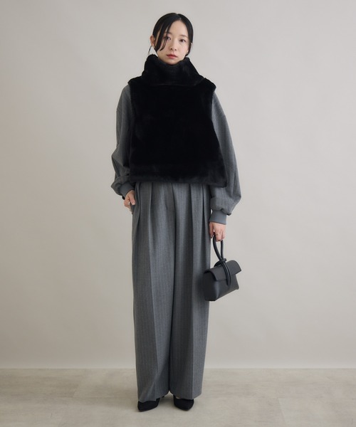 Paradise Picnic（パラダイスピクニック）の「CYAN バックオーバーハイネックファーベスト（ベスト・レディース・モカ/グレイッシュベージュ/ブラック・FREE）」の11枚目の写真