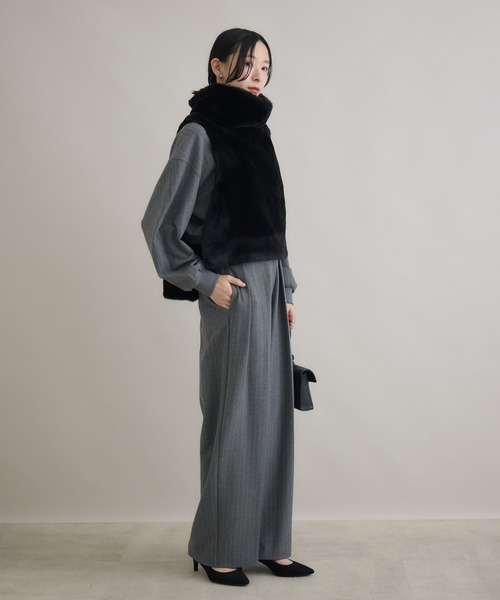 Paradise Picnic（パラダイスピクニック）の「CYAN バックオーバーハイネックファーベスト（ベスト・レディース・モカ/グレイッシュベージュ/ブラック・FREE）」の12枚目の写真