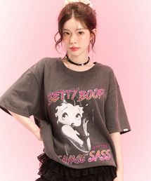 CNVS（ベティ ブープ）の「[ULKIN X Betty Boop] Glamour Short-Sleeved T-shirt_Charcoal（Tシャツ/カットソー・メンズ）」