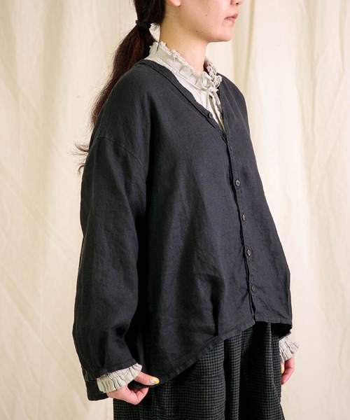 Brocante（ブロカント）の「[Brocante / ブロカント] リネンキャンバス カルディガンシャツ（シャツ/ブラウス・レディース・ベージュ/ラベンダー/ライトグレー/ホワイト/ブラック・2）」の22枚目の写真