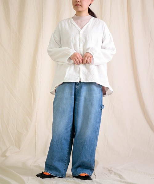 Brocante（ブロカント）の「[Brocante / ブロカント] リネンキャンバス カルディガンシャツ（シャツ/ブラウス・レディース・ベージュ/ラベンダー/ライトグレー/ホワイト/ブラック・2）」の20枚目の写真