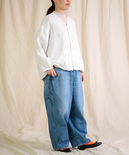 Brocante（ブロカント）の「[Brocante / ブロカント] リネンキャンバス カルディガンシャツ（シャツ/ブラウス・レディース・ベージュ/ラベンダー/ライトグレー/ホワイト/ブラック・2）」の21枚目の写真