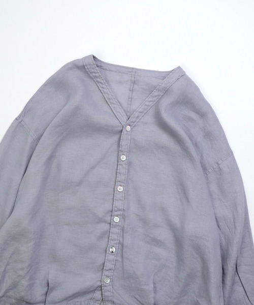 Brocante（ブロカント）の「[Brocante / ブロカント] リネンキャンバス カルディガンシャツ（シャツ/ブラウス・レディース・ベージュ/ラベンダー/ライトグレー/ホワイト/ブラック・2）」の6枚目の写真