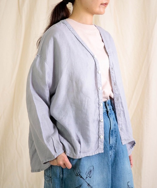 Brocante（ブロカント）の「[Brocante / ブロカント] リネンキャンバス カルディガンシャツ（シャツ/ブラウス・レディース・ベージュ/ラベンダー/ライトグレー/ホワイト/ブラック・2）」の13枚目の写真