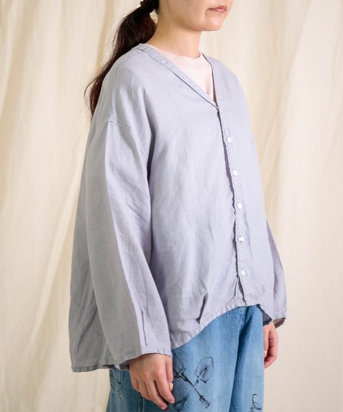 Brocante（ブロカント）の「[Brocante / ブロカント] リネンキャンバス カルディガンシャツ（シャツ/ブラウス・レディース・ベージュ/ラベンダー/ライトグレー/ホワイト/ブラック・2）」の15枚目の写真