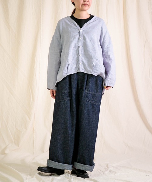 Brocante（ブロカント）の「[Brocante / ブロカント] リネンキャンバス カルディガンシャツ（シャツ/ブラウス・レディース・ベージュ/ラベンダー/ライトグレー/ホワイト/ブラック・2）」の16枚目の写真