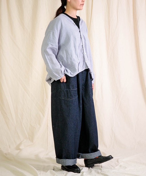 Brocante（ブロカント）の「[Brocante / ブロカント] リネンキャンバス カルディガンシャツ（シャツ/ブラウス・レディース・ベージュ/ラベンダー/ライトグレー/ホワイト/ブラック・2）」の17枚目の写真