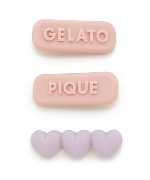 gelato pique（ジェラートピケ）の「ボリュームロゴヘアクリップセット（その他ルームウェア・レディース・アイボリー/ピンク・F）」の2枚目の写真