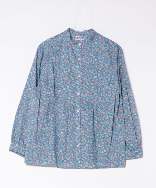 LA MARINE FRANCAISE（マリン フランセーズ）の「リバティプリントスタンドブラウス（シャツ/ブラウス・レディース・ブルー/グレー・FREE）」の4枚目の写真
