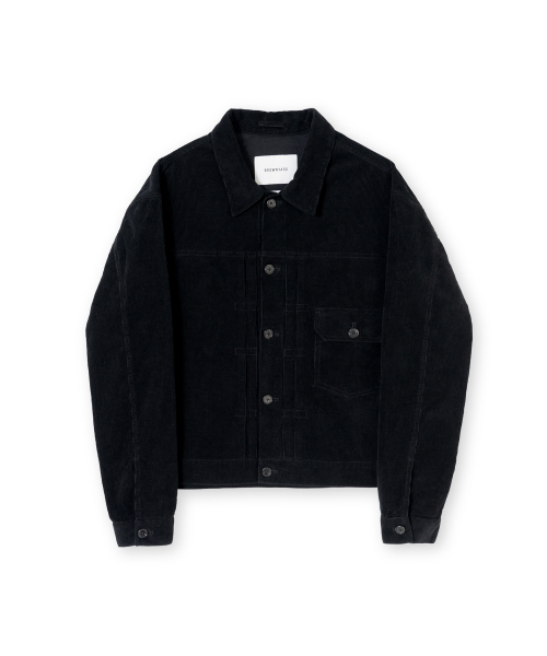 BROWNYARD(ブラウンヤード)の「ウォッシュドコーデュロイトラッカージャケット、ブラック(その他アウター・メンズ・その他・3/4/5/6)」の1枚目の写真