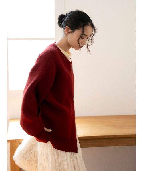 Ungrid(アングリッド)の「アンゴラ混ジップニットカーデ(カーディガン/ボレロ・レディース・レッド/ライトグレー/オフホワイト・FREE)」の6枚目の写真