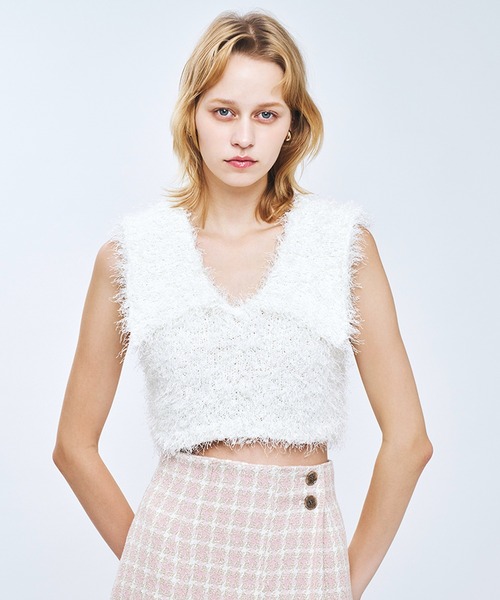 DEICY（デイシー）の「リボンシャギーカラーニット（ニット/セーター・レディース・ライトブルー/ラベンダー/オフホワイト・FREE）」の14枚目の写真