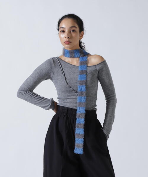 ROYAL FLASH（ロイヤルフラッシュ）の「MITSUKI/ミツキ/切り替えワンショルダートップス（ニット/セーター・レディース・グレー・F）」の15枚目の写真