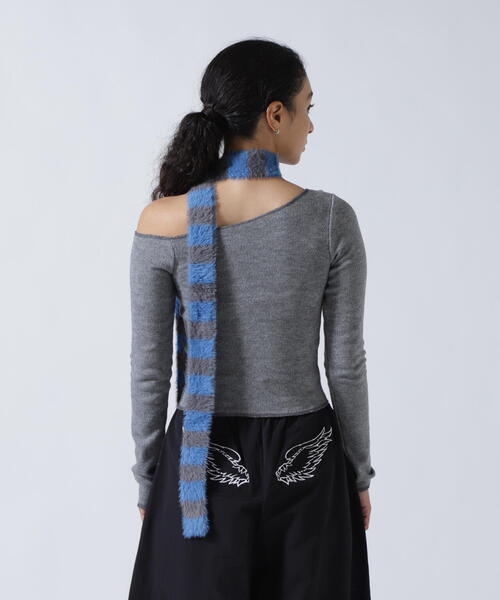 ROYAL FLASH（ロイヤルフラッシュ）の「MITSUKI/ミツキ/切り替えワンショルダートップス（ニット/セーター・レディース・グレー・F）」の10枚目の写真