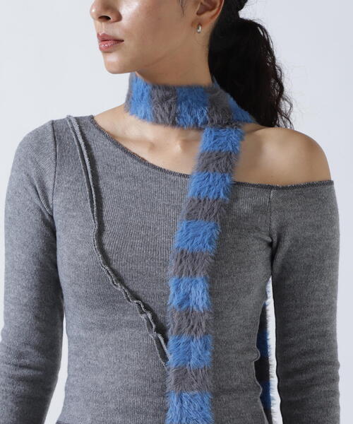 ROYAL FLASH（ロイヤルフラッシュ）の「MITSUKI/ミツキ/切り替えワンショルダートップス（ニット/セーター・レディース・グレー・F）」の9枚目の写真