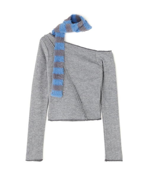 ROYAL FLASH（ロイヤルフラッシュ）の「MITSUKI/ミツキ/切り替えワンショルダートップス（ニット/セーター・レディース・グレー・F）」の6枚目の写真