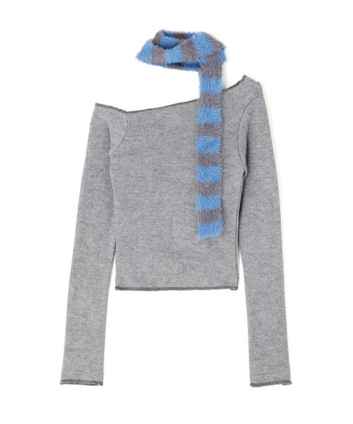 ROYAL FLASH（ロイヤルフラッシュ）の「MITSUKI/ミツキ/切り替えワンショルダートップス（ニット/セーター・レディース・グレー・F）」の5枚目の写真