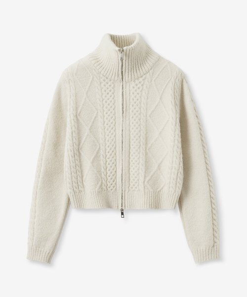 BLOND9(ブロンドナイン)の「フィッシャーマンケーブルウールニットジップアップ_クリーム(カーディガン/ボレロ・レディース・その他・MEDIUM/SMALL)」の1枚目の写真