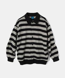 Striped collar cardigan shirt C7 Oatmeal&Black